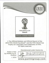 2014 Panini FIFA World Cup Brazil Stickers #533 John Boye Back