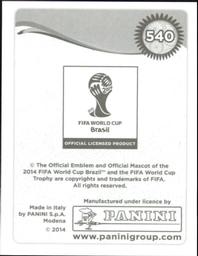 2014 Panini FIFA World Cup Brazil Stickers #540 Waris Majeed Back