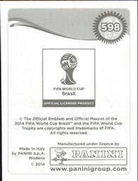 2014 Panini FIFA World Cup Brazil Stickers #598 Rafik Djebbour Back