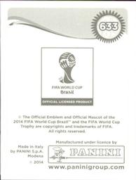 2014 Panini FIFA World Cup Brazil Stickers #633 Koo Ja-Cheol Back