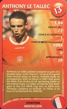 2005 Top Trumps Specials Liverpool #NNO Anthony Le Tallec Front