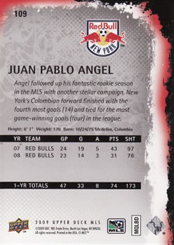 2009 Upper Deck MLS #109 Juan Pablo Angel Back