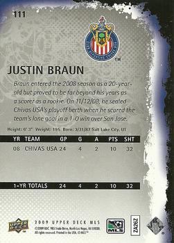2009 Upper Deck MLS #111 Justin Braun Back