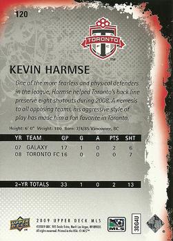 2009 Upper Deck MLS #120 Kevin Harmse Back