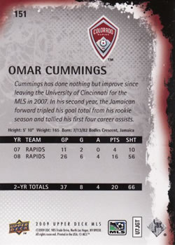 2009 Upper Deck MLS #151 Omar Cummings Back