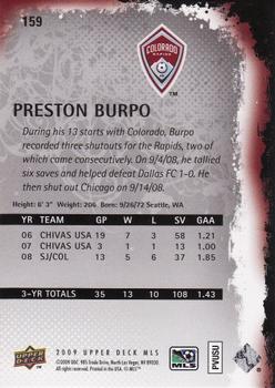 2009 Upper Deck MLS #159 Preston Burpo Back