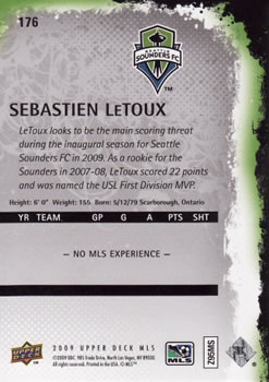 2009 Upper Deck MLS #176 Sebastien Le Toux Back