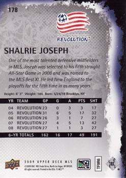 2009 Upper Deck MLS #178 Shalrie Joseph Back