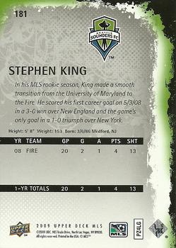 2009 Upper Deck MLS #181 Stephen King Back