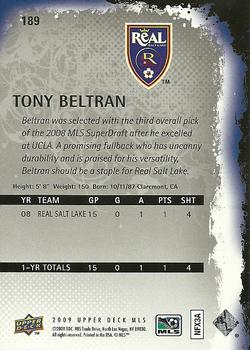 2009 Upper Deck MLS #189 Tony Beltran Back