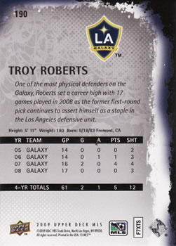 2009 Upper Deck MLS #190 Troy Roberts Back