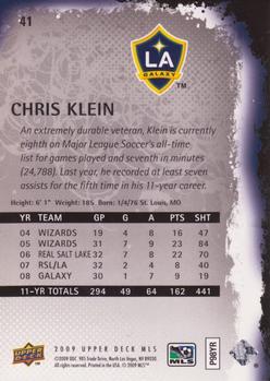 2009 Upper Deck MLS #41 Chris Klein Back
