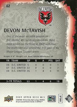 2009 Upper Deck MLS #62 Devon McTavish Back