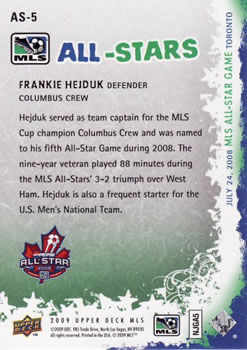 2009 Upper Deck MLS - All Stars #AS-5 Frankie Hejduk Back