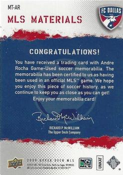 2009 Upper Deck MLS - MLS Materials #MT-AR Andre Rocha Back