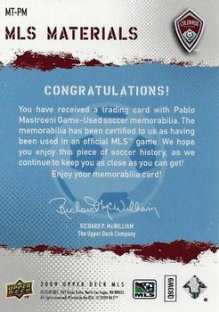 2009 Upper Deck MLS - MLS Materials #MT-PM Pablo Mastroeni Back