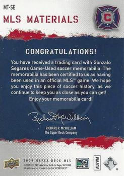 2009 Upper Deck MLS - MLS Materials #MT-SE Gonzalo Segares Back