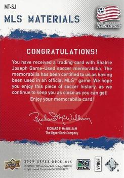 2009 Upper Deck MLS - MLS Materials #MT-SJ Shalrie Joseph Back
