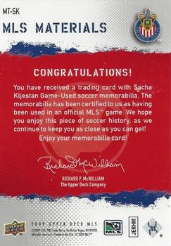 2009 Upper Deck MLS - MLS Materials #MT-SK Sacha Kljestan Back