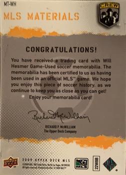 2009 Upper Deck MLS - MLS Materials #MT-WH Will Hesmer Back