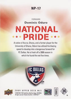 2009 Upper Deck MLS - National Pride #NP-17 Dominic Oduro Back