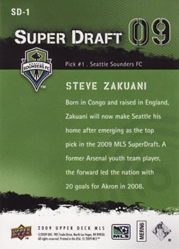 2009 Upper Deck MLS - Super Draft #SD-1 Steve Zakuani Back