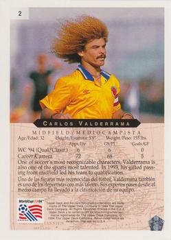 1994 Upper Deck Minute Maid World Cup #2 Carlos Valderrama Back