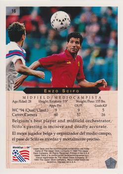 1994 Upper Deck Minute Maid World Cup #16 Enzo Scifo Back