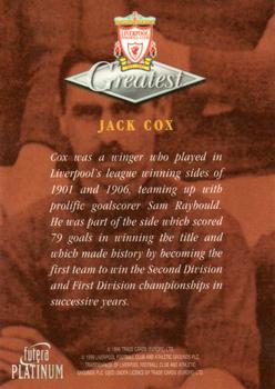 1999 Futera Platinum Liverpool Greatest #NNO Jack Cox Back