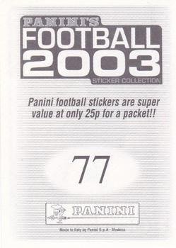 2003 Panini Football Sticker Collection #77 Jonatan Johansson Back