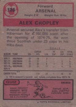 1975-76 Topps #128 Alex Cropley Back