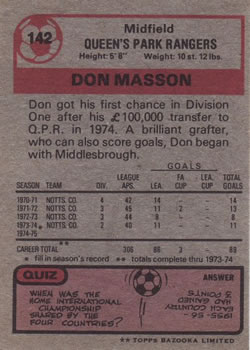 1975-76 Topps #142 Don Masson Back