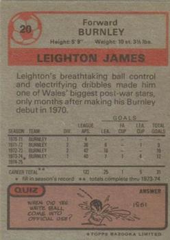 1975-76 Topps #20 Leighton James Back