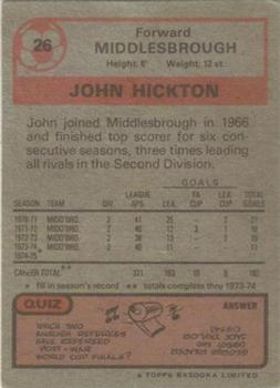 1975-76 Topps #26 John Hickton Back