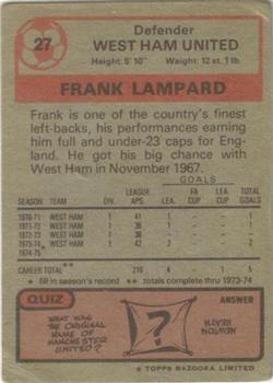 1975-76 Topps #27 Frank Lampard Sr. Back
