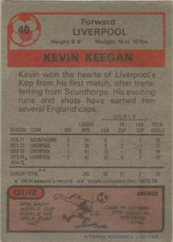 1975-76 Topps #40 Kevin Keegan Back