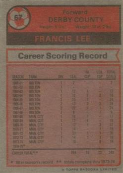 1975-76 Topps #67 Francis Lee Back