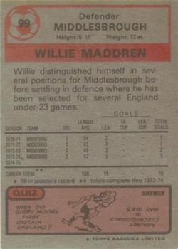 1975-76 Topps #99 Willie Maddren Back