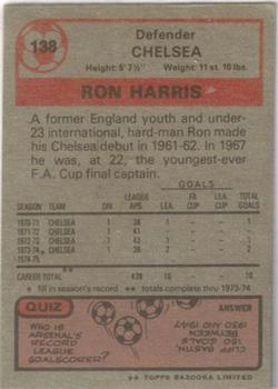 1975-76 Topps #138 Ron Harris Back