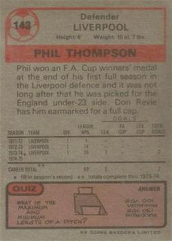 1975-76 Topps #143 Phil Thompson Back
