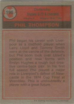 1975-76 Topps #196 Phil Thompson Back