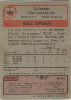 1975-76 Topps #202 Bill Green Back