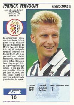 1992 Score Italian League #10 Patrick Vervoort Back