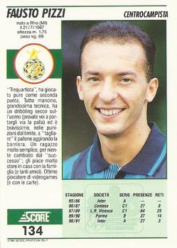 1992 Score Italian League #134 Fausto Pizzi Back