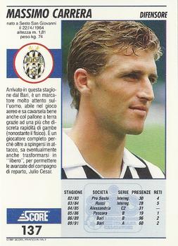 1992 Score Italian League #137 Massimo Carrera Back