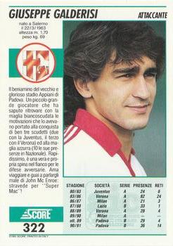 1992 Score Italian League #322 Giuseppe Galderisi Back