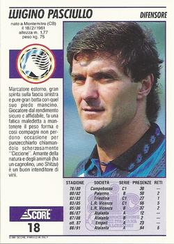 1992 Score Italian League #18 Luigino Pasciullo Back