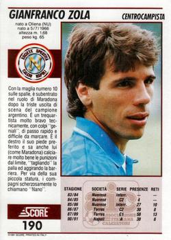 1992 Score Italian League #190 Gianfranco Zola Back