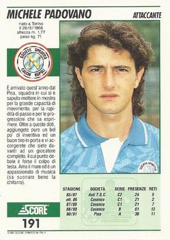1992 Score Italian League #191 Michele Padovano Back