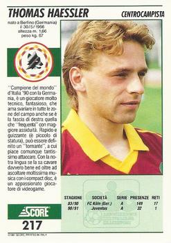 1992 Score Italian League #217 Thomas Haessler Back